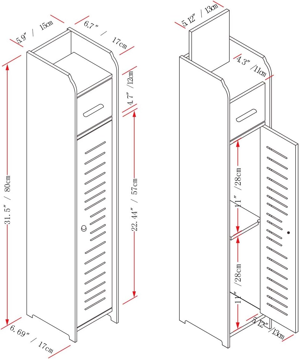 AOJEZOR Small Bathroom Storage Corner Floor Cabinet with Doors and Shelves, Thin Toilet Vanity Cabinet, Narrow Bath Sink Organizer, Towel Storage Shelf for Paper Holder, White: Home & Kitchen