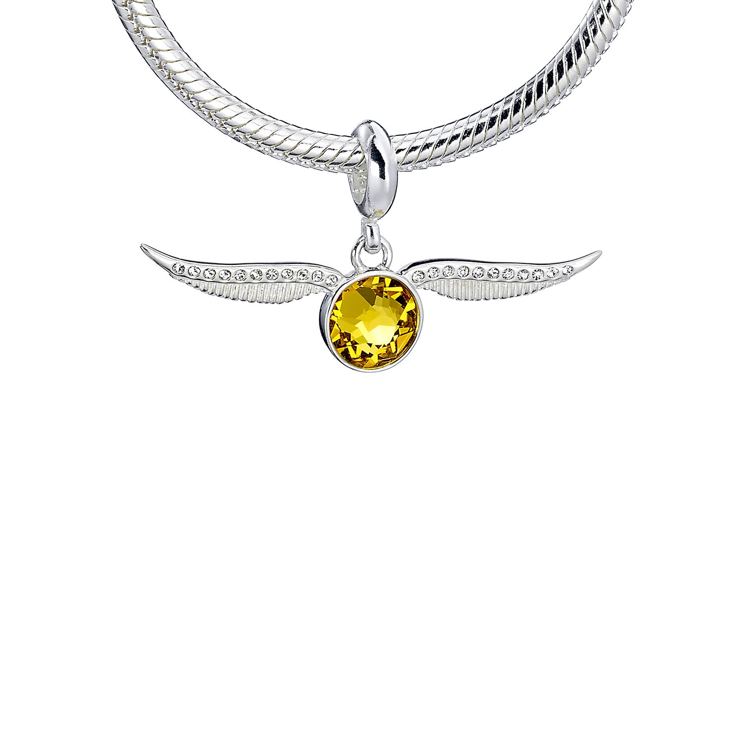 Harry Potter Sterling Silver Golden Snitch slider charm with Crystal Elements by The Carat Shop