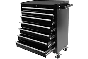 LKTART 7-Drawer Rolling Tool Chest with Wheels Multifunctional Tool Chest Portable Tool Storage Cabinet with Locking System for Garage Workshop Warehouse Repair Shop Black