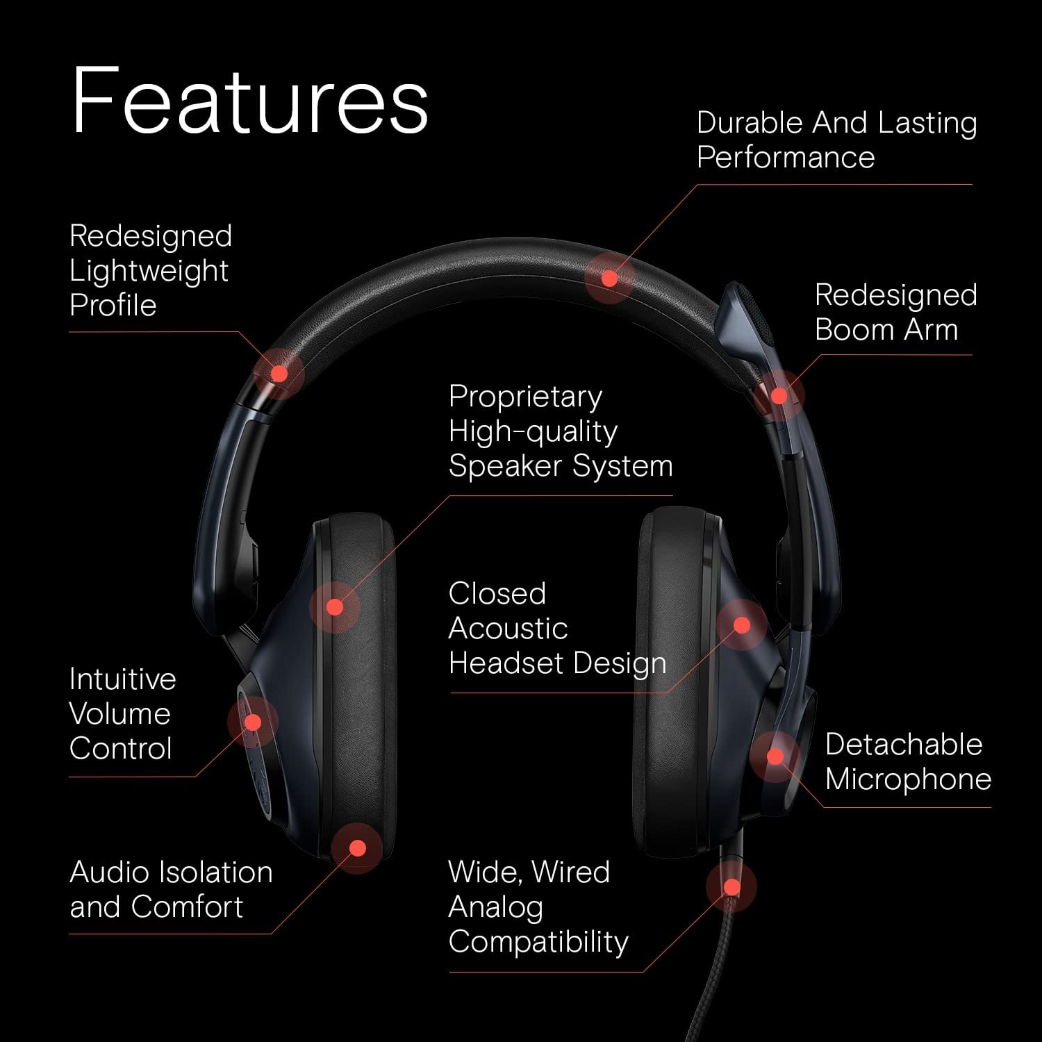 EPOS H6Pro - Closed Acoustic Gaming Headset with Mic – Lightweight Over-Ear Design – Lift-to-Mute – Compatible with Xbox, PS4, PS5 & PC – Black
