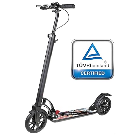 besrey Big Wheel Scooter Tret-Roller City-Scooter mit Big 205mm Wheel mit XXL Trittbrett, Handbremse