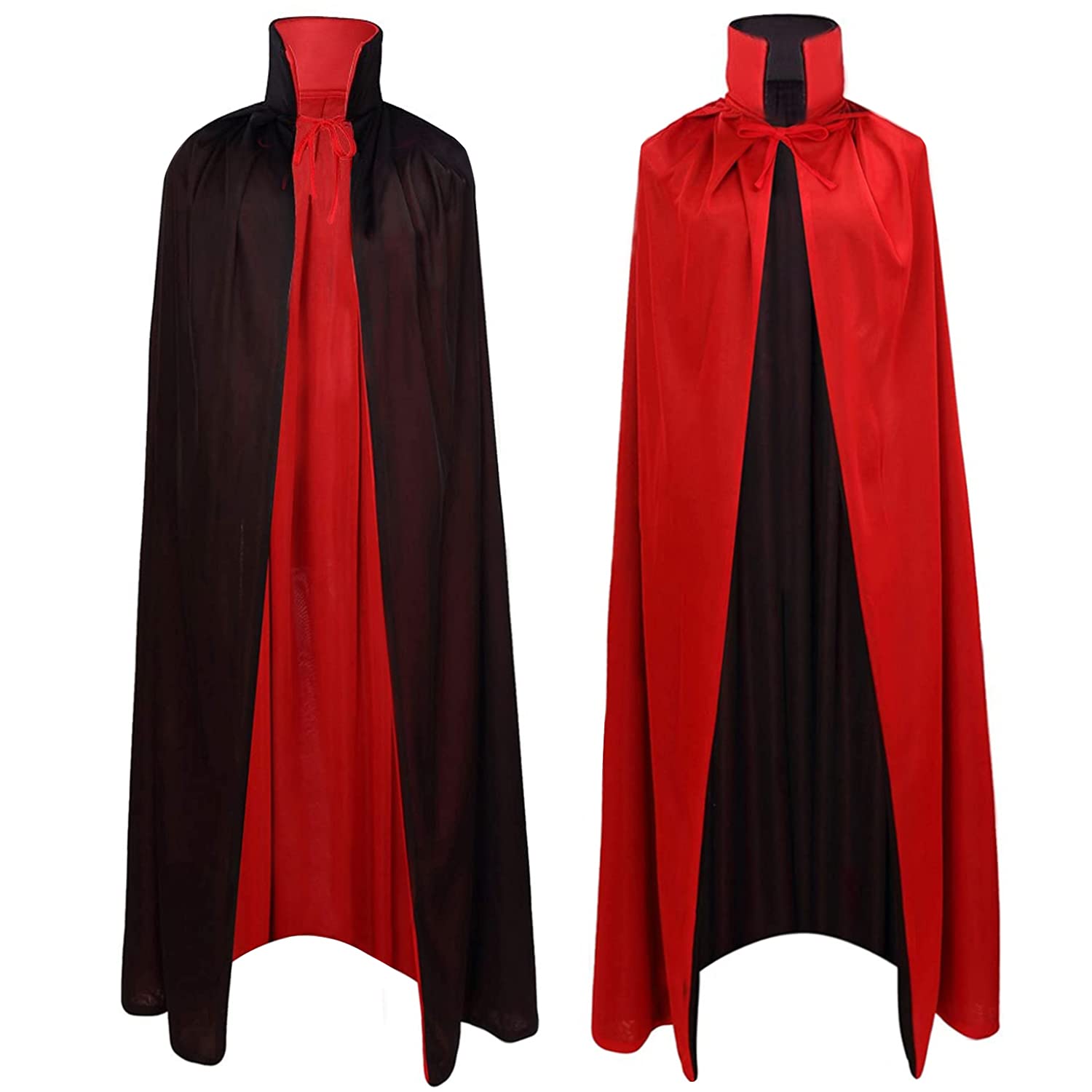 A-SZCXTOP 47.2inch Halloween Vampire Cloak Capes,Unisex Reversible Stand-Up Collar Vampire Witch Cloak Capes for Adult or Child Kids Men Women,Masquerade Party Cosplay Costumes