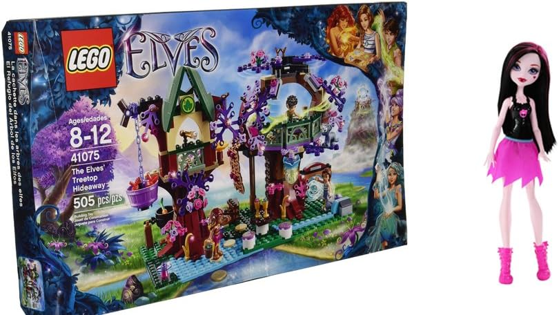 LEGO Elves The Elves' Treetop Hideaway 505 Pcs & free Gifts Ghoul Spirit Draculaura Doll (Colors may vary) Toys