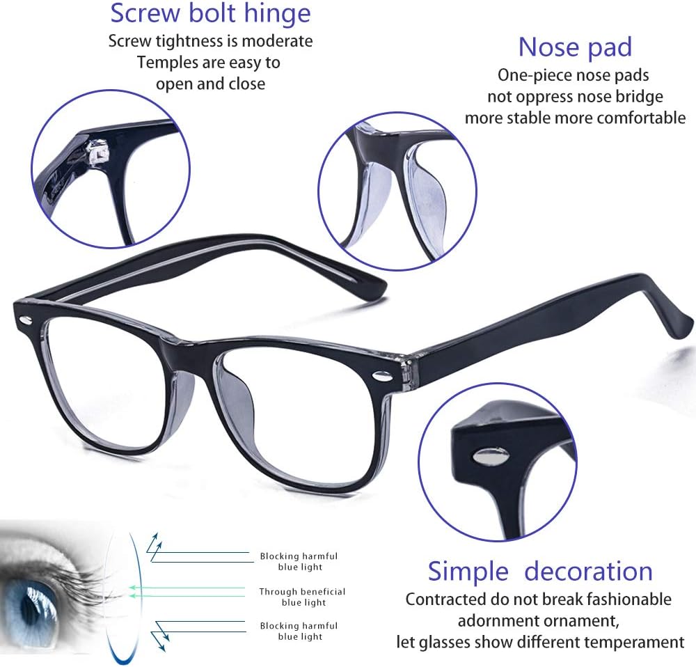 Outray Children Kids Teens Blue Light Filter Computer Glasses for Blocking UV Headache Anti Eye Eyestrain Transparent Lens Gaming Glasses Black - Image 5