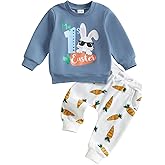 Afunbaby My 1st Easter Baby Boy Outfit Toddler Sweatshirt Long Sleeve Shirt Top Carrot Pants Easter Clothing Set