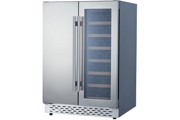 EcoSummer 24 Inch Beverage and Wine Cooler, Dual Zone, Built-In and Freestanding, Holds 54 Cans and 20 Bottles, Upgraded Quiet Compressor