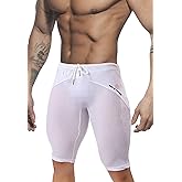 MIZOK Men's Yoga Capris Mesh Quick Dry Swimwear Workout Shorts