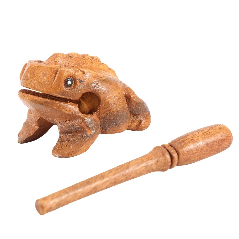 Wooden Croaking Frog, Fair Trade Percussion Instrument with Mallet Thai Traditional Craft Wooden Lucky Frog for Home Office Decor Miniatures Gift(15.6CM)