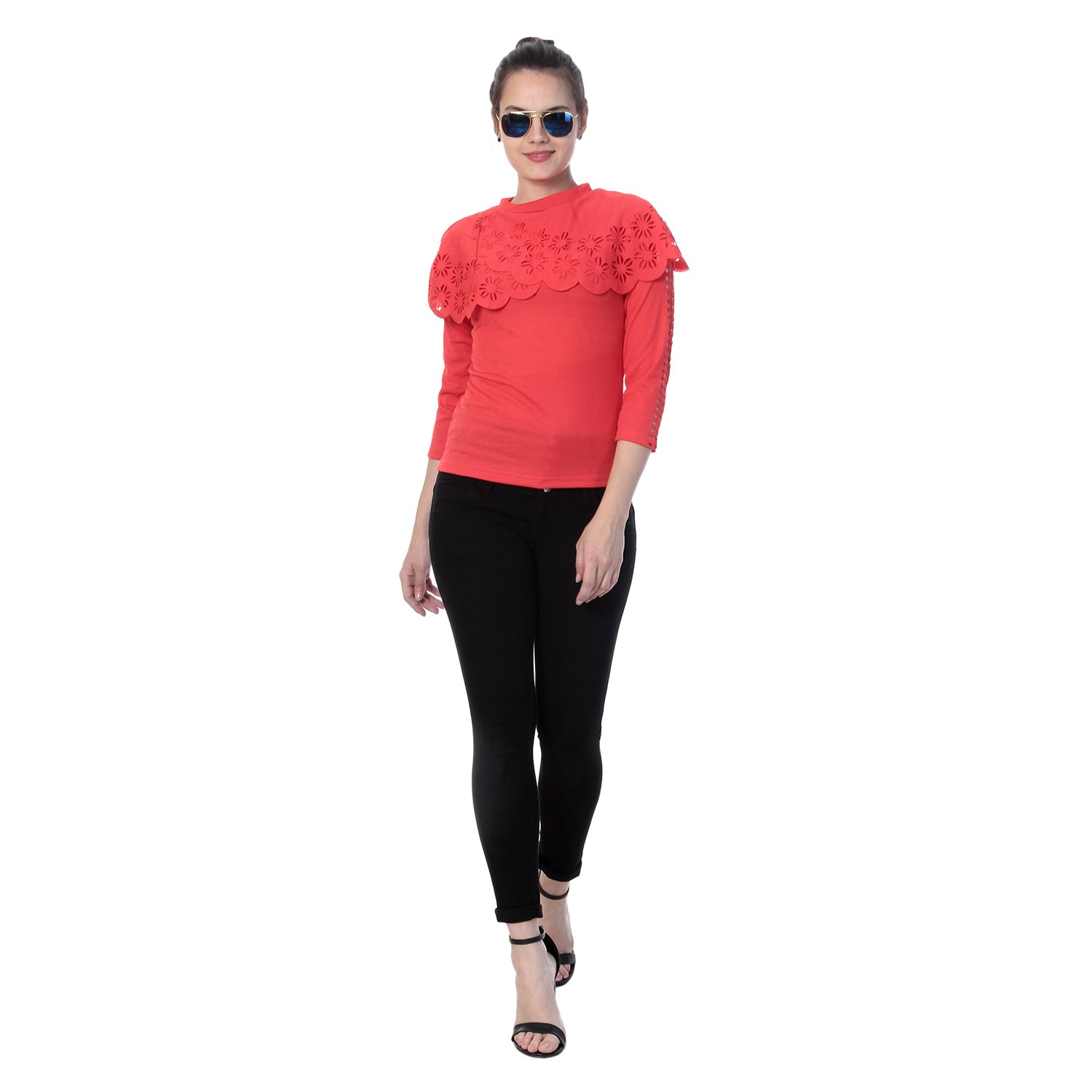 dimpy garments buynewtrend flower design crepe top for women