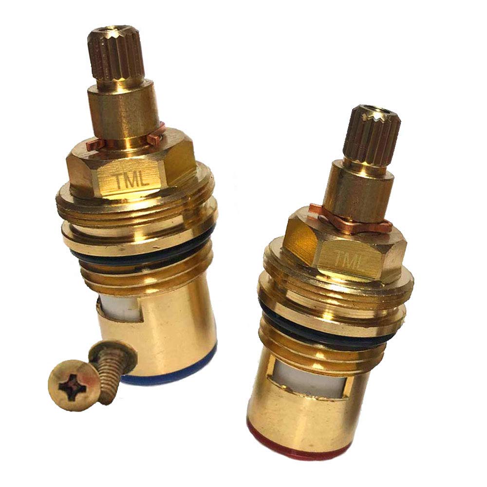 Tap Cartridges Replacement Ceramic Disc Quarter Turn Valves 53mm x 9mm Spline Length (Hot and Cold) BSP 1/2" (Supplied with Solid Brass Spline)