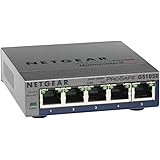 NETGEAR GS105E-200UKS 5-Port Gigabit Smart Managed Plus Switch, Prosafe Lifetime Protection - Grey