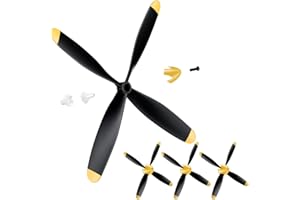 Hollowfly 3 Sets Spare RC Plane Propellers Compatible with Mustang 400mm P51 RC Plane 4 Channel Remote Control Airplane 761-5, 761-5V2 with Propeller Savers Adapter(Yellow Nose)