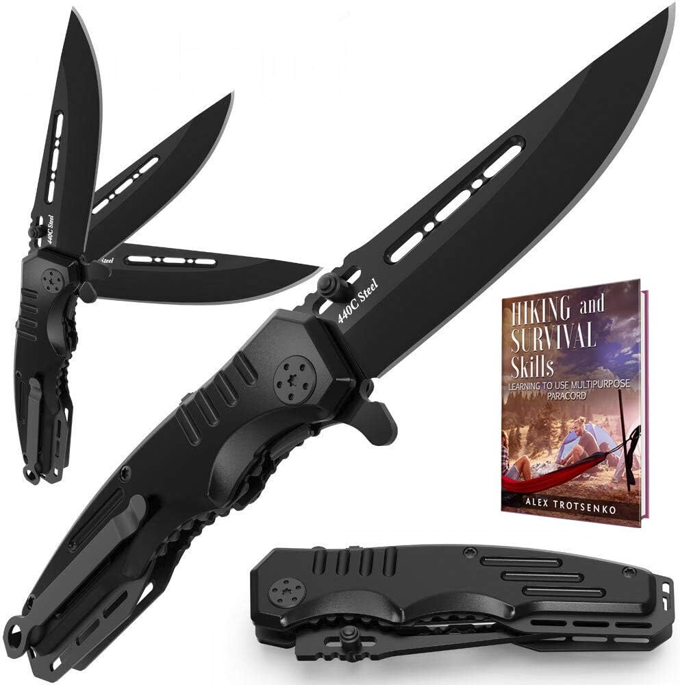 Spring Assisted Knife - Pocket Folding Knife - Military Style - Boy Scouts Knife - Tactical Knife - Good for Camping Hunting Survival Indoor and Outdoor Activities Mens Gift 6681 : Sports & Outdoors