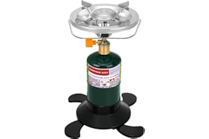 HEYDUOTON Propane Camping Stove, Portable Backpacking Stove with Adjustable Burner, Stable Camp Gas Stove for Outdoor Cooking, Single Burner Propane Stove for Hiking, Tailgating, Grilling (Fuel not Included)