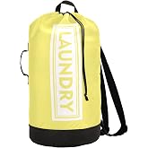 Lemon Yellow Laundry Backpack Large Heavy Duty Laundry Bag for College Students Laundry bag with Shoulder Straps for Camp Traveling Waterproof Rainbow color (One color a day, good mood every day)