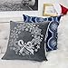 Homey COZY Embroidery Gray Velvet Throw Pillow Cover, Merry Christmas Series Snowflake Floral Wreath Luxury Soft Fuzzy Cozy Warm Slik Gift Square Couch Cushion Pillow Case 20 x 20 Inch, Cover Only