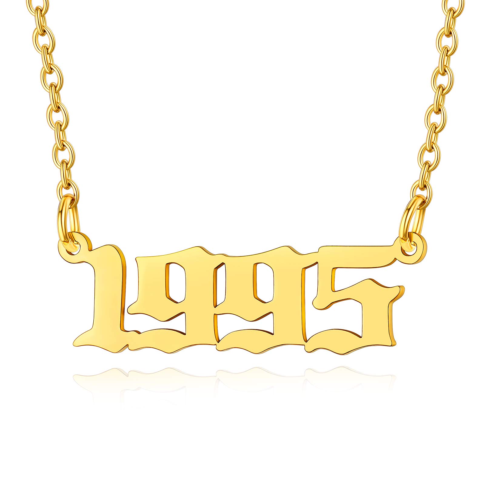 Custom4U Necklace 1995 Womens Girls Birthday Choker Necklace 43+5cm Gold Birth Year Number Necklace Birthday Mothers Valentines Day Gifts for Women — image 1