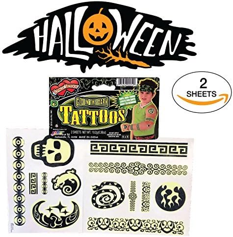 The #1 Rated Glow in The Dark Halloween Tattoos - Glow Halloween for Kids - Tattoos for Kids - Waterproof Temporary Tattoos -Halloween Party Favors - Assorted Fun Designs - Non Toxic.