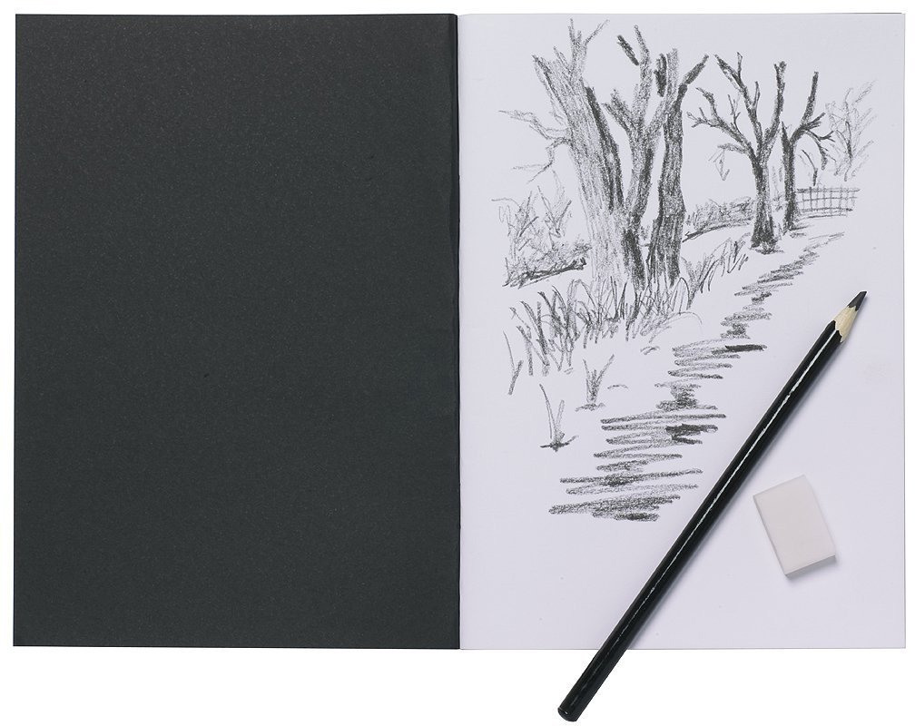 A5 Artist Sketch Book White Cartridge Paper Black Card Cover Art Pad