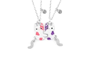 MIKOVIVI 2pcs Friendship Necklace, Magnetic Matching Couples Best Friend for Necklaces Charm Pendant Forever Jewelry Gift for Anniversary Birthday Women Men(Cats)