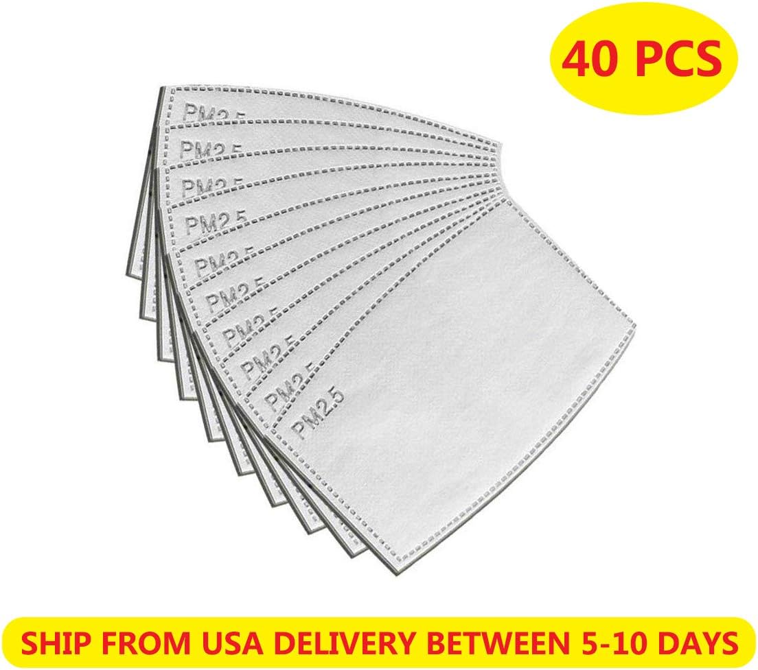 PM2.5 Replaceable Filters with 5 Activated Carbon Layers Anti Haze for Face Mask Insided with Filter Slot Protection