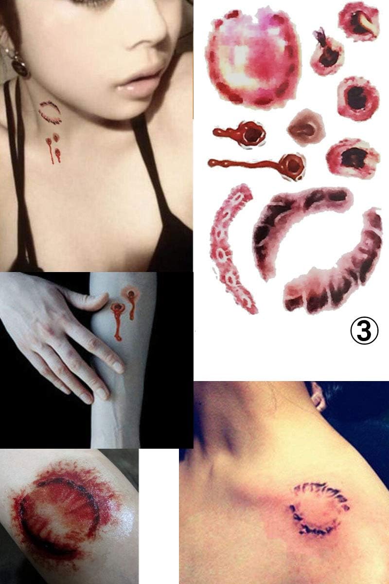 Amazon Amarise 10枚セット 傷シール 傷メイク 特殊メイク ゾンビメイク タトゥーシール 傷 縫合 ホラー ハロウィン コスプレ 1 5種類 各種2枚 コスプレ 仮装 通販