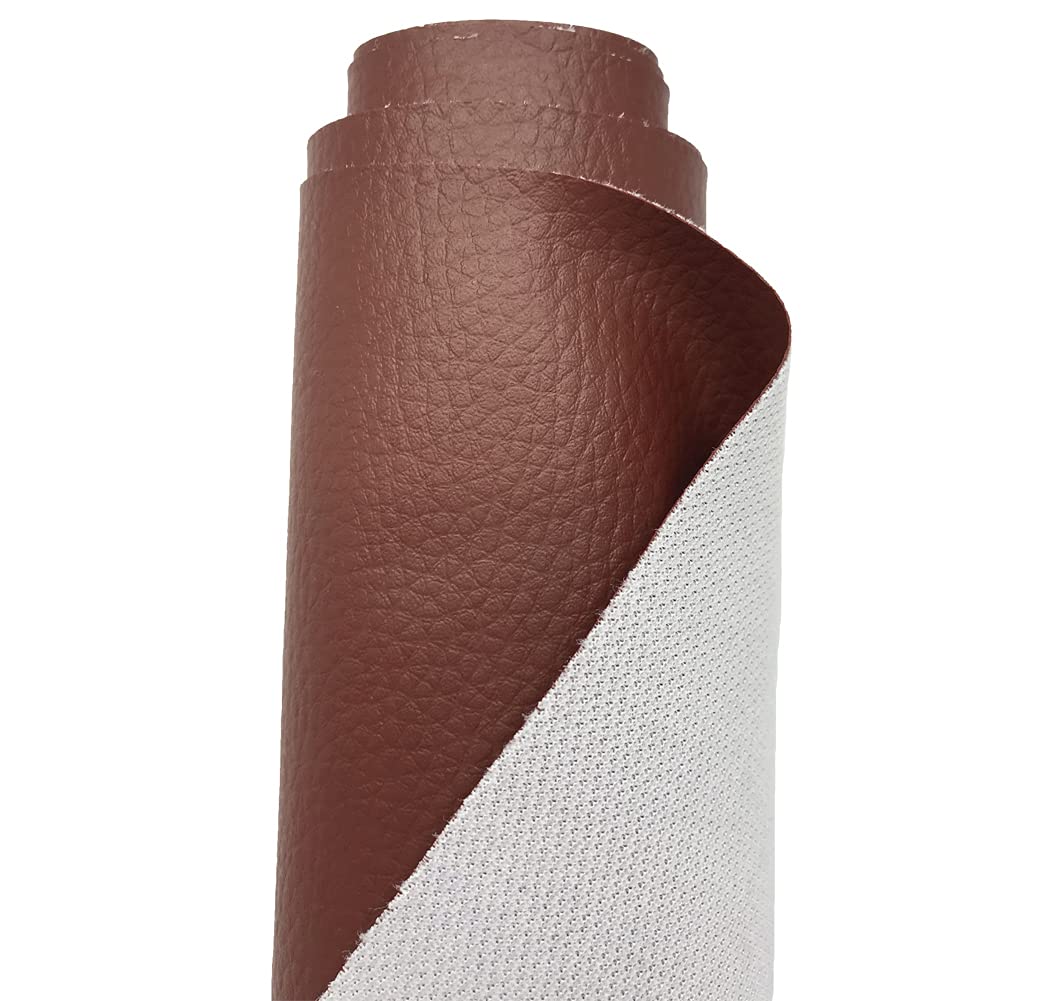 A-Express Grained Faux Leather Fabric Waterproof Heavy Duty Leatherette Vinyl Leathercloth Upholstery Textured Material - Brown 1 Metre 100cm x 140cm — image 1