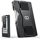 Lamicall Minimalist Carbon Fiber Wallet - Slim Metal RFID Blocking Card Holder with Mechanical Hinge (No Elastic) - Holds 15-20 Cards, Front Pocket EDC Gear for Men, Gift for Men, Metal Black
