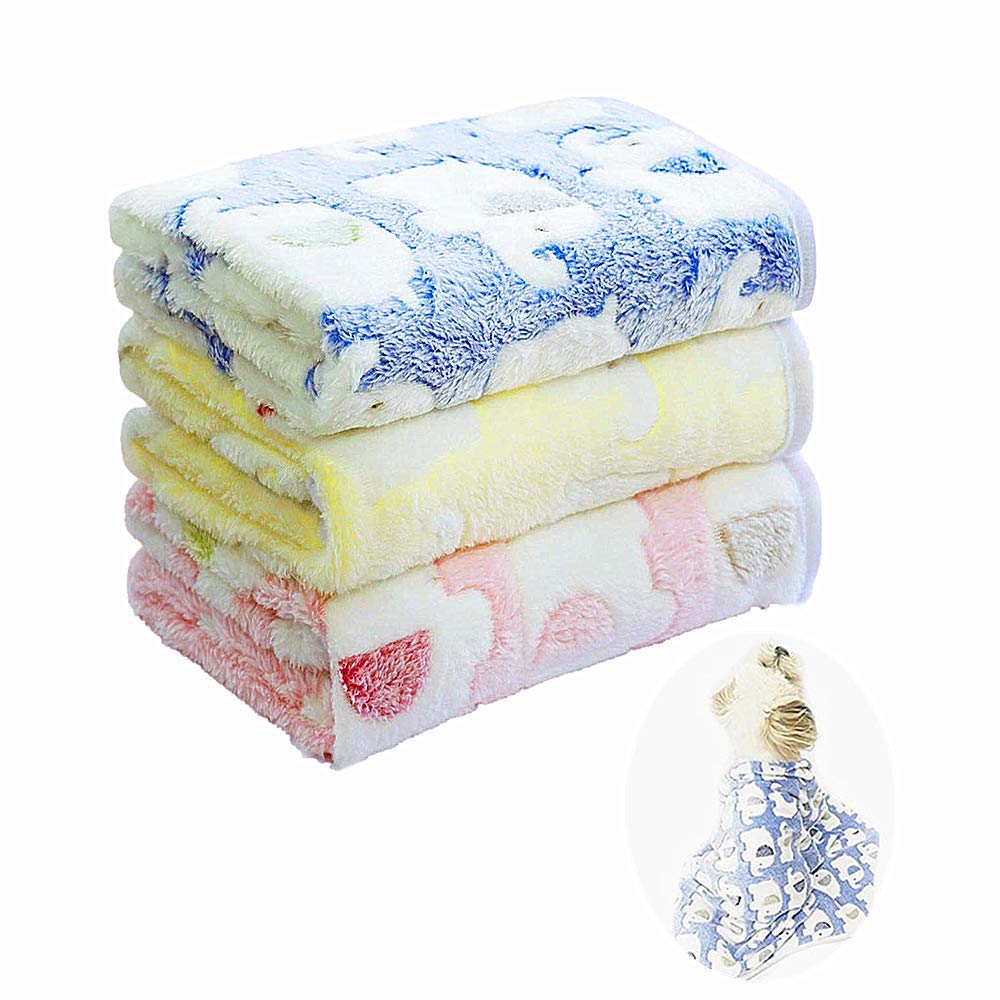 XIYUAN 3 pack Kitten Blanket, Super Soft and Fluffy Wool Pet Blanket, Warm Dog Fleece Blanket, Soft Blanket With Elephant Pattern For Kittens and Puppies and Other Small Animals.