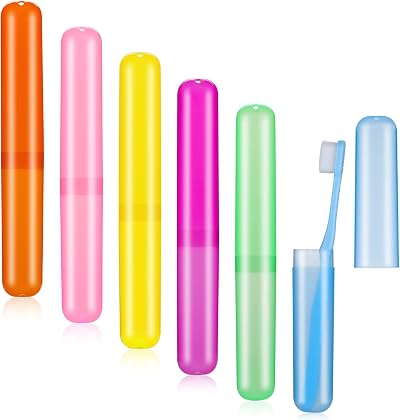Firtink 6Pcs Plastic Travel Toothbrush Holder - Colorful Cases