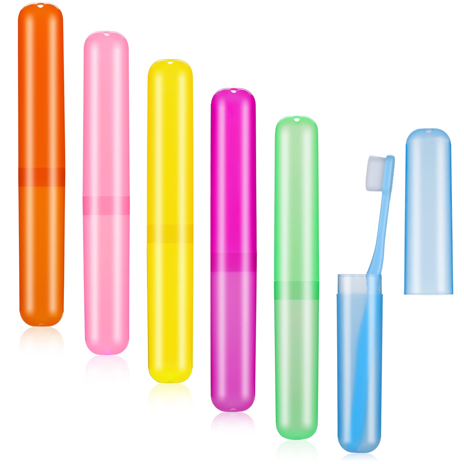 Firtink 6Pcs Plastic Toothbrush Case Travel Cover, Portable Toothbrush Holder Toothbrush Cover Storage Case for Daily Travel
