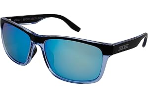 EPOCH EYEWEAR Epoch Delta Sport Polarized Sunglasses Crystal Blue Black Frame Blue Mirror Lens