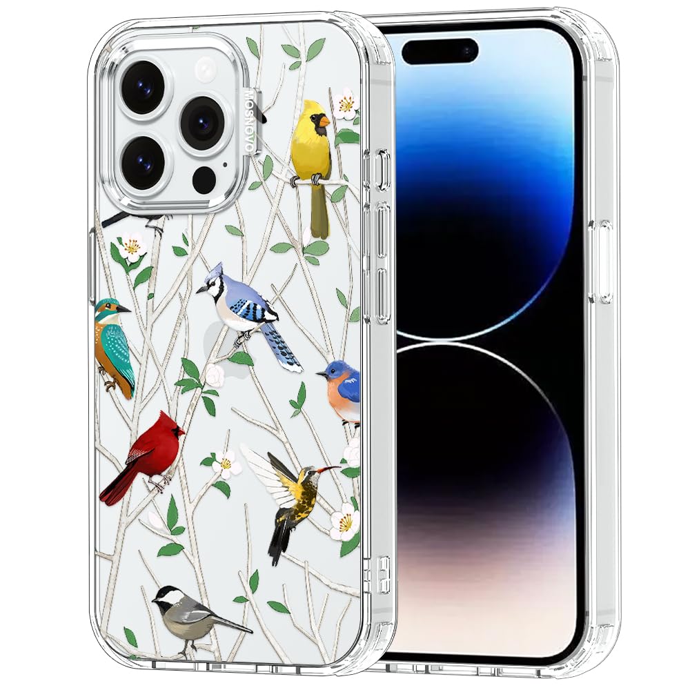 MOSNOVO Case for iPhone 14 Pro Max, [Buffertech 6.6ft Military-Grade Drop Protection] [Anti Peel Off Tech] Clear TPU Bumper Phone Case Cover Design - Wild Bird — image 1