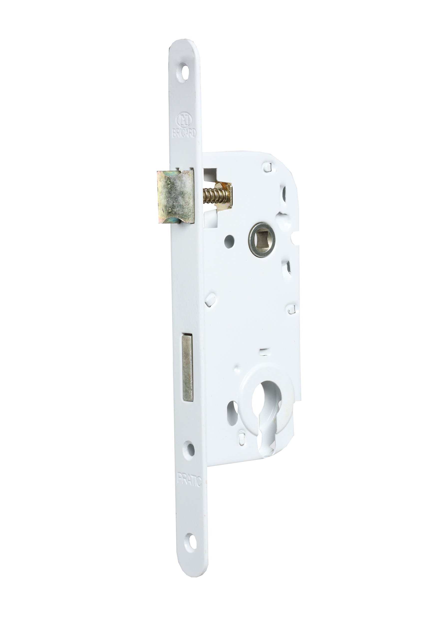 BRICARD 2686 64 mm Deadbolt 1/2 Turn Axle Boot Cramped and Headpiece Rounded Ends 40 Cylinder Lock, White