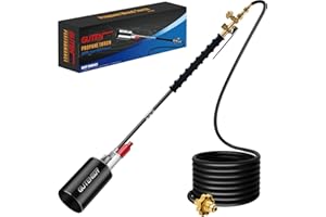 Gutenguy Propane Torch Weed Burner Kit, Self-igniting Flamethrower with 10FT Hose, Heavy Duty Blow Torch for Flame Weeding,Roof Asphalt,Ice Snow,Road Marking, High Output 1,280,000 BTU
