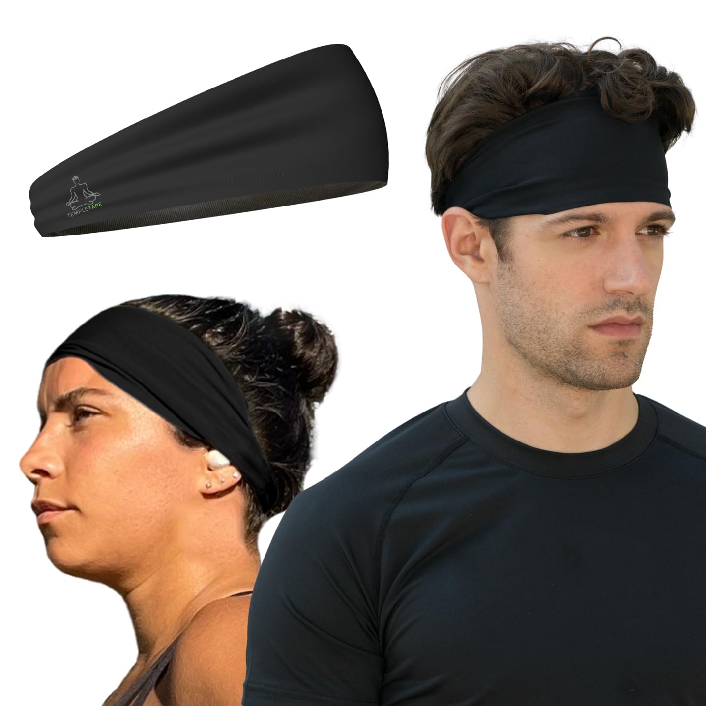 Mens Headband Bandana and Sports Headband Moisture Wicking for Running, Crossfit, Skiing and Bike Helmet, Black โ image 1