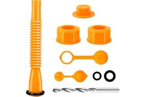 SOMUCH Gas Can Spout Replacement Kit, Spill-Proof Design - Includes Fuel Nozzle, Gaskets, Screw Collar Caps, Spout Cover, Base Cap, Drill Bit, Universal Fit for 1/2/5/10 Gallon Oil Cans