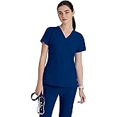 BARCO ONE Women's Pulse Scrub Top, Sporty V-Neck Medical Top w/ 4-Way Stretch & 5 Pockets