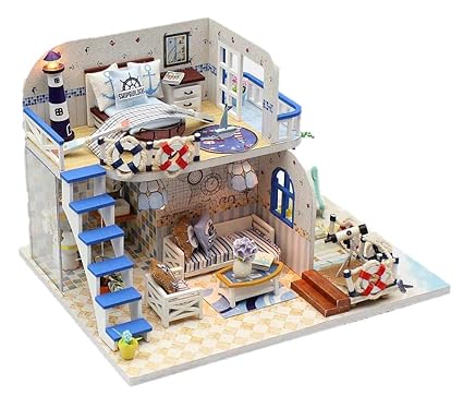 Webby Dollhouse Miniature DIY Kids Beach House with Furniture