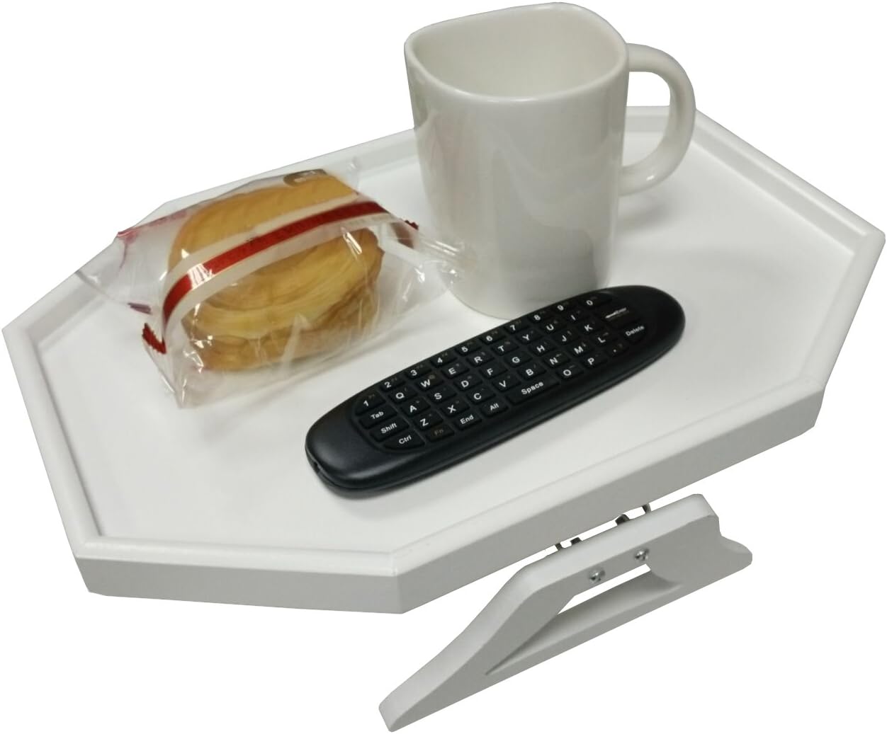 CLEVER BEAR Sofa Armrest Tray,Remote Organizer Prevents Items Slipping Off Serving Side Table (White-1)