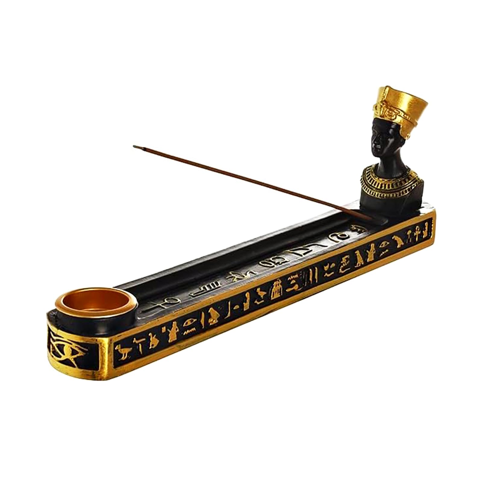 Ancient Egyptian Resin Incense Burner Ornament Tea House Home Decoration Egyptian Cat God Statue Incense Burner Holder Plate Base