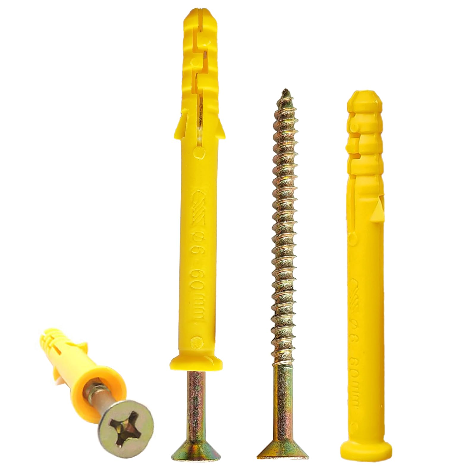 160 Pcs Wall Plugs for Brick,80 x M4*60 Masonry Self Tapping Screws,80 x M6*60 Expansion Pipe Anchor Bolts,Raw Plugs for Brick Wall,Heavy Duty Wood Screws and Wall Plug Kit for Concrete Drywall