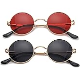 HJSTES Polarized Round Sunglasses Womens Men Retro Hippie Glasses Small Circle Sunnies