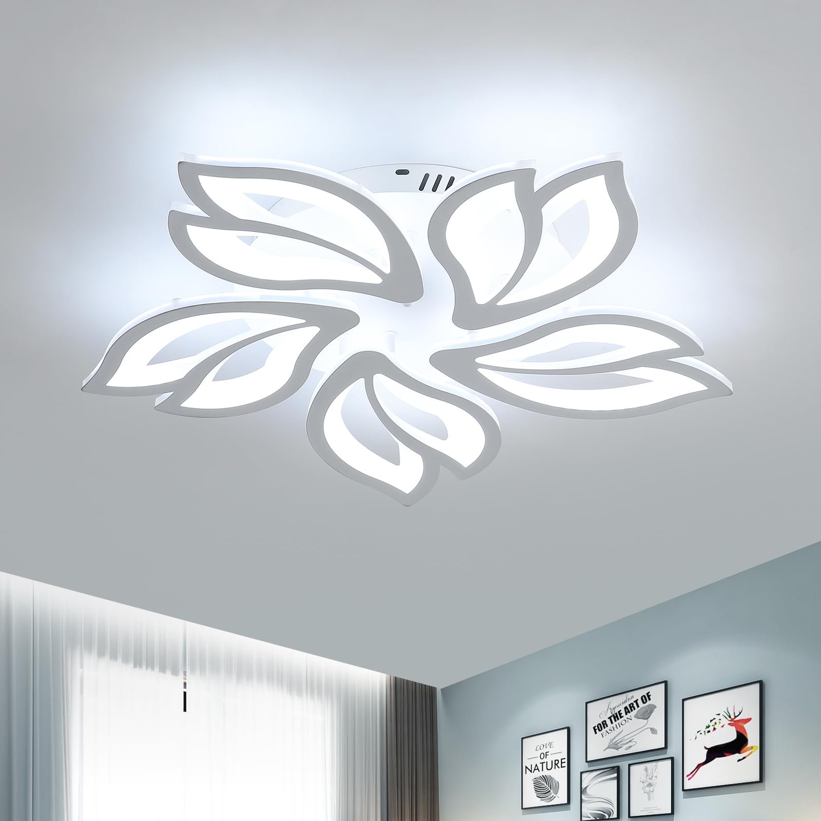 Dorlink LED Ceiling Light, 65W 5850LM Modern Design Ceiling Lighting, 5 Lights Living Room Ceiling Light Acrylic White Flower Fittings Ceilings for Bedroom, Kitchen, Dining Room 6500K Cool White — image 1