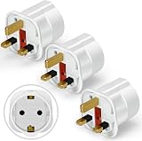 VGUARD European to UK Plug Adapter 3 Pack BS8546 13A Fuse EU to UK