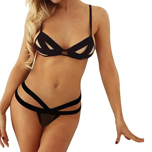 Sexy Lingerie for Women Naughty Sex/Play, Sex Clothes Lingerie Cheap  Lingerie Ladies Cute Lingerie Set Three-Point Garter Hollow Underwear Set  One Piece Bodysuit Women's (L, Black) in Saudi Arabia