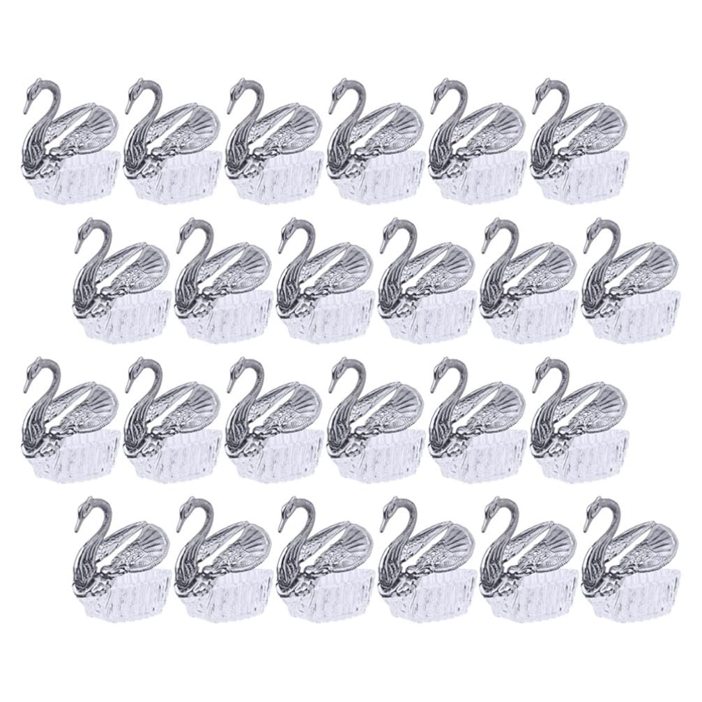 Wedding Candy Boxes: Swan Shaped Wedding Bag Chocolate Boxes for Valentines Day Birthday Xmas Party Favor Supplies 24pcs Silver