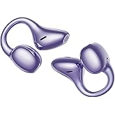 Kinglucky Open Ear Clip-On Earbuds, Semi-in-Ear Headphones No Ear Pain, Secure Fit for Running, Focused Sound for Work, Bluetooth 6.0, ENC Mic, 50H Playtime, IP56 Waterproof for Workout, Purple