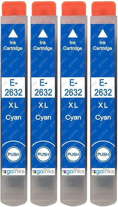 Go Inks 4 Cyan XL Ink Cartridges for Epson T2632 (26XL) Expression Premium