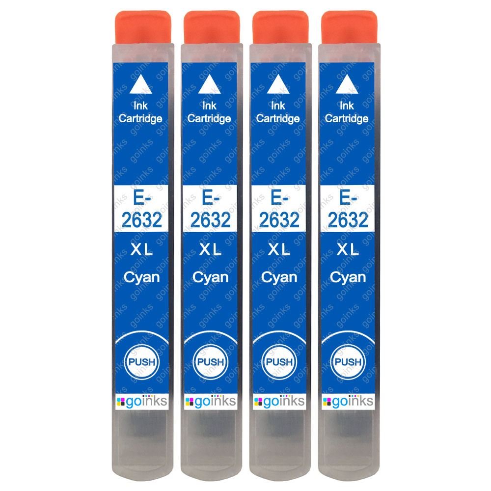 Go Inks 4 Cyan Ink Cartridges to replace Epson T2632 (26XL) Compatible/non-OEM for Epson Expression Premium Printers, High Capacity (XL)